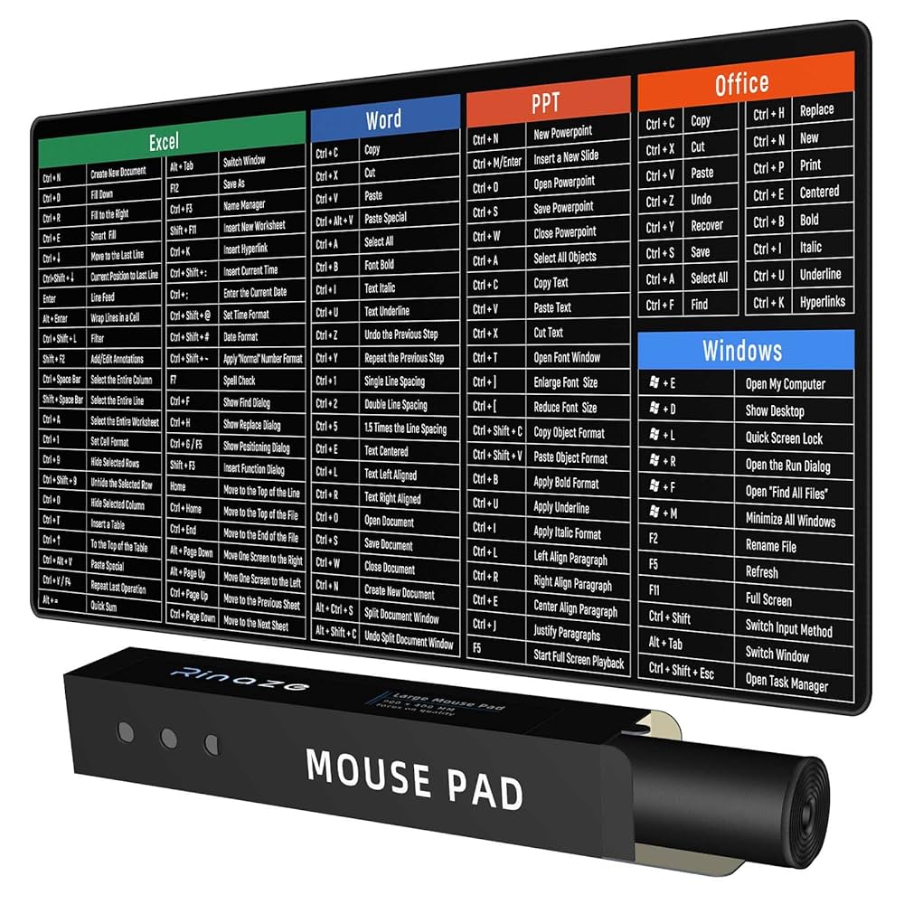 パソコン、マウス、マウスパッド、ケース、Excelテキスト Amazon.co.jp: 大型エクセルチートシートデスクパッド、チート